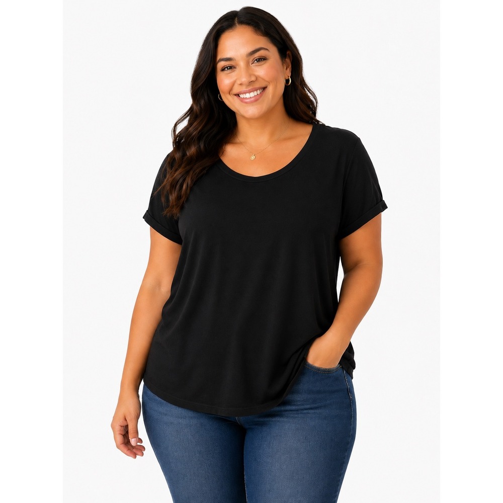 Universal Thread Womens XXL Black Short Sleeve Scoop Neck T-Shirt New With Tags